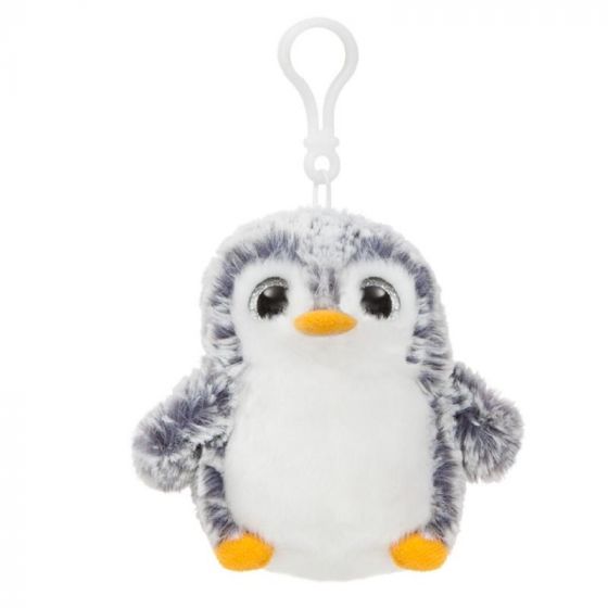 Belachelijk Grap Productie Pompom pinguïn sleutelhanger grijs 10 cm